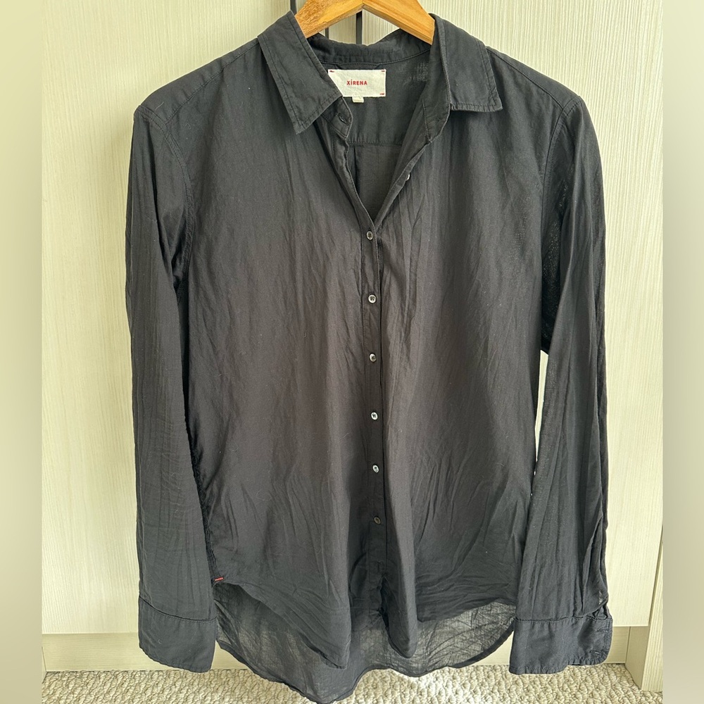 XiRENA Black Casual Button Down Shirt